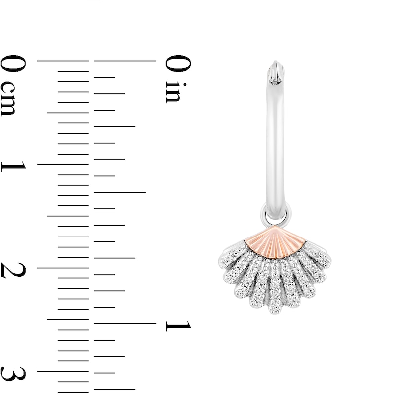 Main Image 3 of Enchanted Disney Ariel 1/8 CT. T.W. Diamond Seashell Drop Earrings in Sterling Silver and 10K Rose Gold