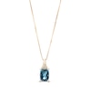 Thumbnail Image 0 of Elongated Cushion-Cut London Blue Topaz and 1/20 CT. T.W. Diamond Tri-Top Pendant in 10K Gold