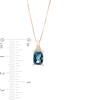Thumbnail Image 2 of Elongated Cushion-Cut London Blue Topaz and 1/20 CT. T.W. Diamond Tri-Top Pendant in 10K Gold