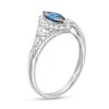 Thumbnail Image 3 of Marquise Blue Sapphire and 1/5 CT. T.W. Diamond Frame Filigree Ring in 10K White Gold