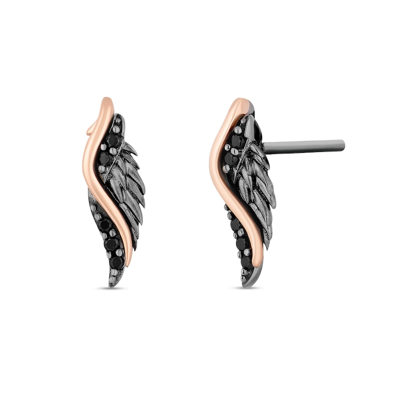 Main Image 3 of Enchanted Disney Villains Maleficent Black Diamond Pendant and Stud Earrings Set in Sterling Silver and 10K Rose Gold