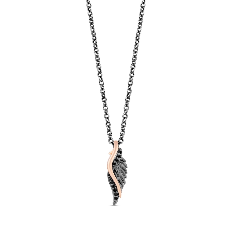Main Image 4 of Enchanted Disney Villains Maleficent Black Diamond Pendant and Stud Earrings Set in Sterling Silver and 10K Rose Gold
