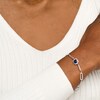 Thumbnail Image 2 of 7.0mm Ceylon Blue and White Lab-Created Sapphire Frame Paper Clip Bracelet in Sterling Silver - 7.5"
