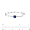 Thumbnail Image 4 of 7.0mm Ceylon Blue and White Lab-Created Sapphire Frame Paper Clip Bracelet in Sterling Silver - 7.5"