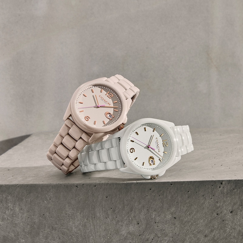 Main Image 2 of Ladies' Coach Greyson Crystal Accent White Ceramic Watch (Model: 14503925)