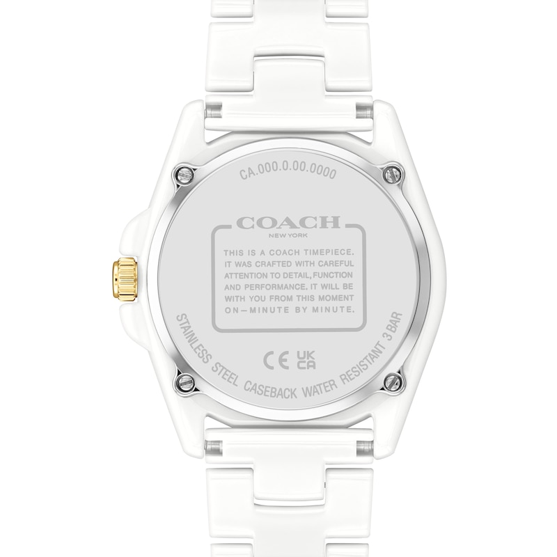 Main Image 4 of Ladies' Coach Greyson Crystal Accent White Ceramic Watch (Model: 14503925)