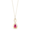 Thumbnail Image 1 of Pear-Shaped Ruby and 1/20 CT. T.W. Diamond Twist Pendant in 10K Gold