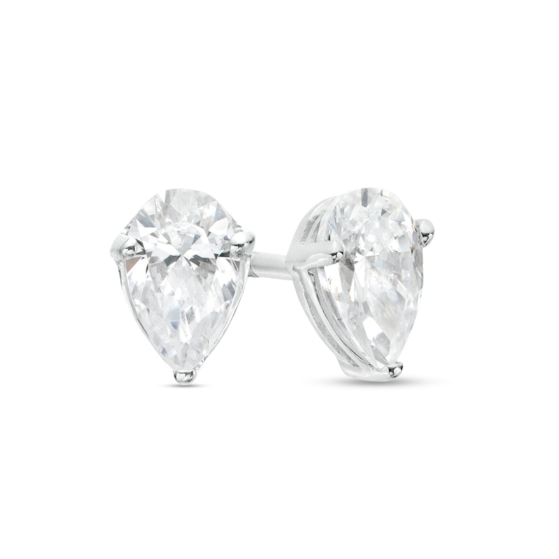 Main Image 1 of 1/2 CT. T.W. Certified Pear-Shaped Lab-Grown Diamond Solitaire Stud Earrings in 14K White Gold (F/SI2)