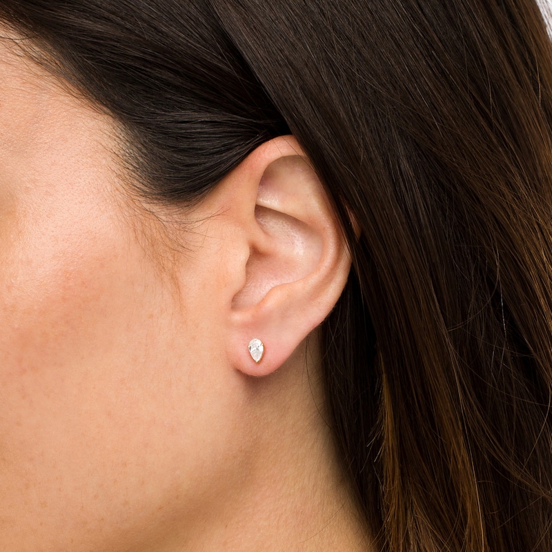Main Image 2 of 1/2 CT. T.W. Certified Pear-Shaped Lab-Grown Diamond Solitaire Stud Earrings in 14K Gold (F/SI2)