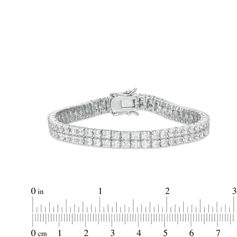 Main Image 4 of White Lab-Created Sapphire Double Row Tennis Bracelet in Sterling Silver - 7.5"