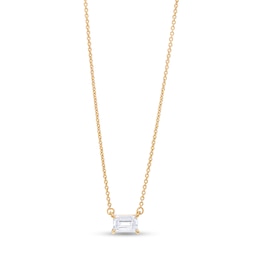 1/3 CT. Certified Emerald-Cut Lab-Created Diamond Solitaire Necklace in 14K Gold (F/SI2)