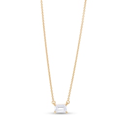 1/3 CT. Certified Emerald-Cut Lab-Grown Diamond Solitaire Necklace in 14K Gold (F/SI2)