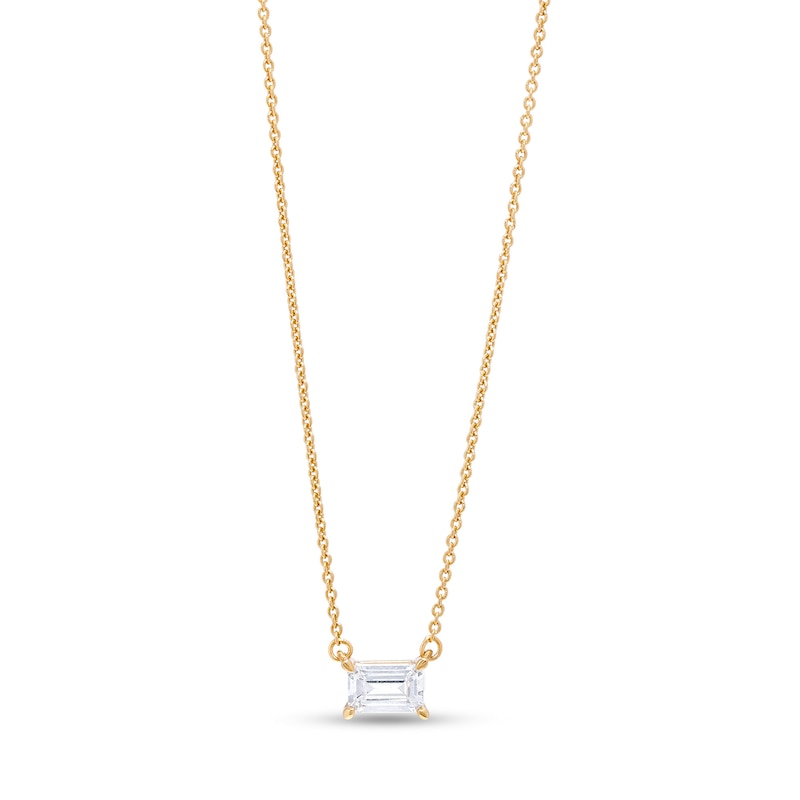 1/3 CT. Certified Emerald-Cut Lab-Created Diamond Solitaire Necklace in 14K Gold (F/SI2)