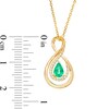 Thumbnail Image 3 of Pear-Shaped Emerald and 1/8 CT. T.W. Diamond Infinity Pendant in 10K Gold