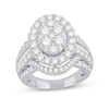 Thumbnail Image 1 of 3 CT. T.W. Oval Multi-Diamond Frame Multi-Row Engagement Ring in 10K White Gold