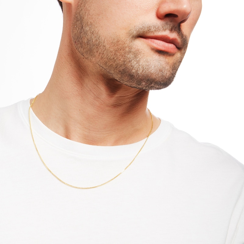 Main Image 2 of Men's 1.25mm Diamond-Cut Wheat Chain Necklace in Solid 14K Gold - 20"