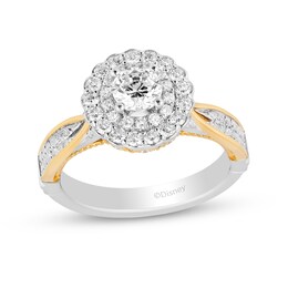 Enchanted Disney Belle 1-1/4 CT. T.W. Diamond Scallop Frame Double Row Engagement Ring in 14K Two-Tone Gold