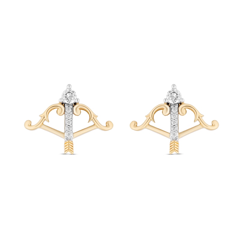 Main Image 1 of Collector's Edition Enchanted Disney Brave 10th Anniversary 1/10 CT. T.W. Diamond Arrow Stud Earrings in 10K Gold
