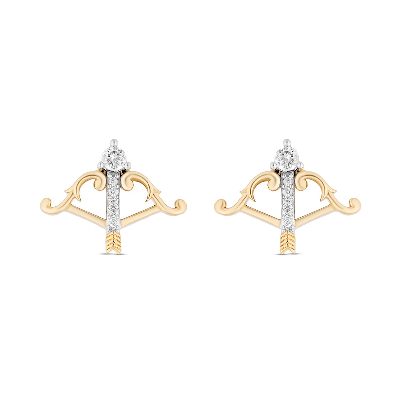 Collector's Edition Enchanted Disney Brave 10th Anniversary 1/10 CT. T.W. Diamond Arrow Stud Earrings in 10K Gold