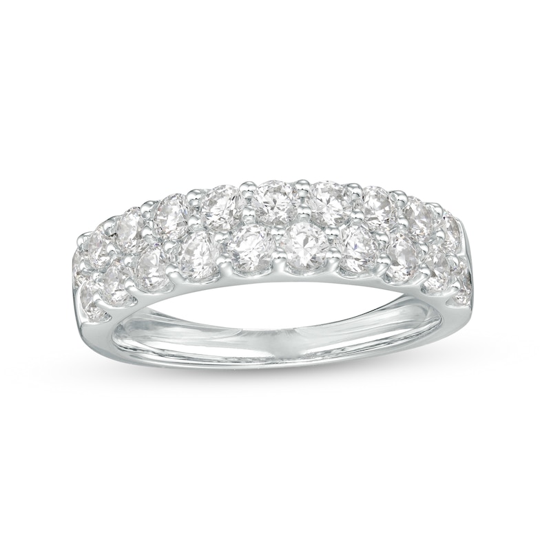 Main Image 1 of 1-1/2 CT. T.W. Lab-Grown Diamond Double Row Anniversary Band in 14K White Gold (F/VS2)
