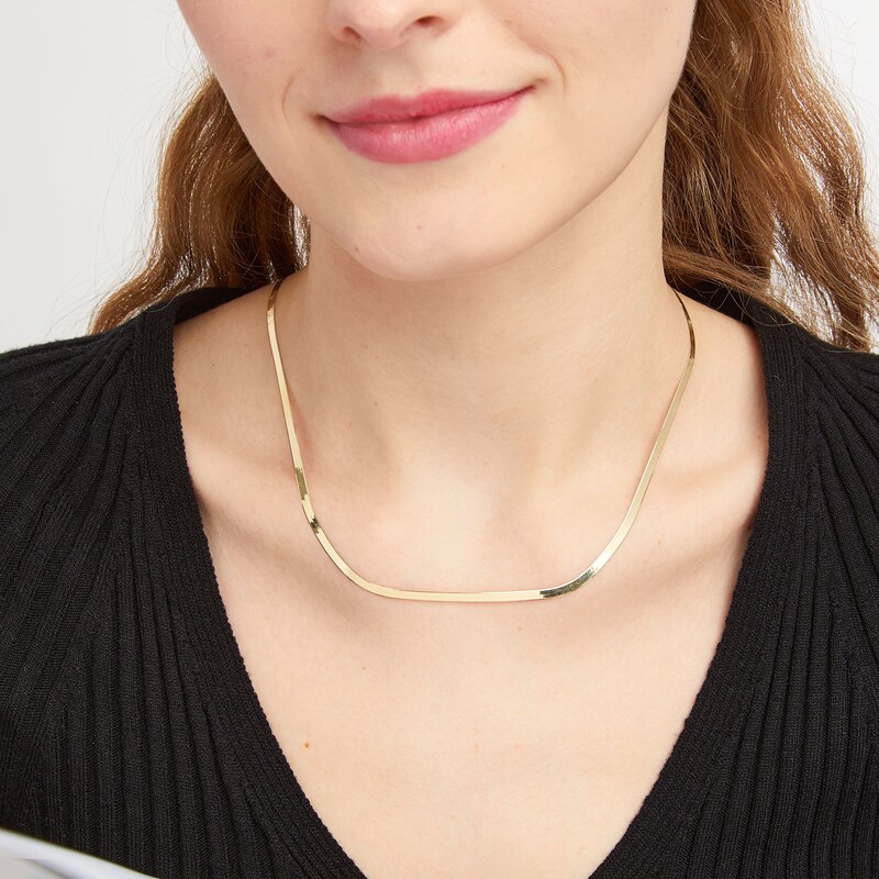 Main Image 2 of 3.0mm Herringbone Chain Necklace in Solid 10K Gold - 18"
