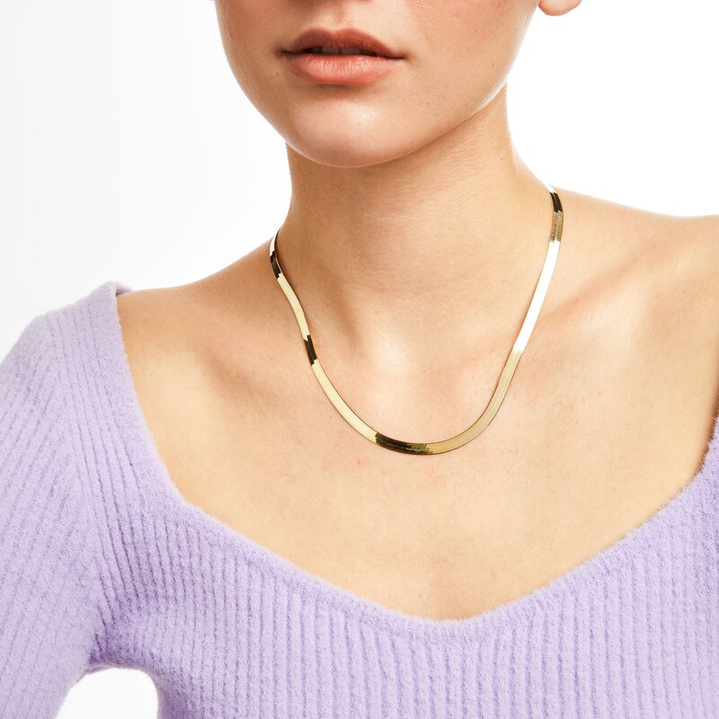 Main Image 2 of 4.9mm Herringbone Chain Necklace in Solid 10K Gold - 20"