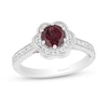 Thumbnail Image 1 of Enchanted Disney Mulan 6.0mm Rhodolite Garnet and 1/3 CT. T.W. Diamond Flower Frame Engagement Ring in 14K White Gold