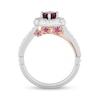 Thumbnail Image 3 of Enchanted Disney Mulan 6.0mm Rhodolite Garnet and 1/3 CT. T.W. Diamond Flower Frame Engagement Ring in 14K White Gold