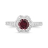 Thumbnail Image 4 of Enchanted Disney Mulan 6.0mm Rhodolite Garnet and 1/3 CT. T.W. Diamond Flower Frame Engagement Ring in 14K White Gold