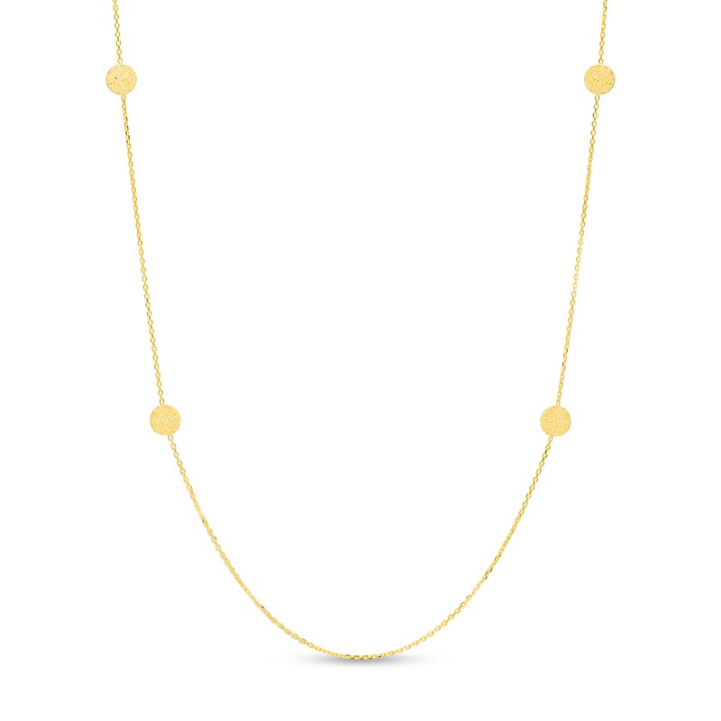 Main Image 1 of Diamond-Cut Shimmer Disc Station Necklace in 10K Gold - 24"