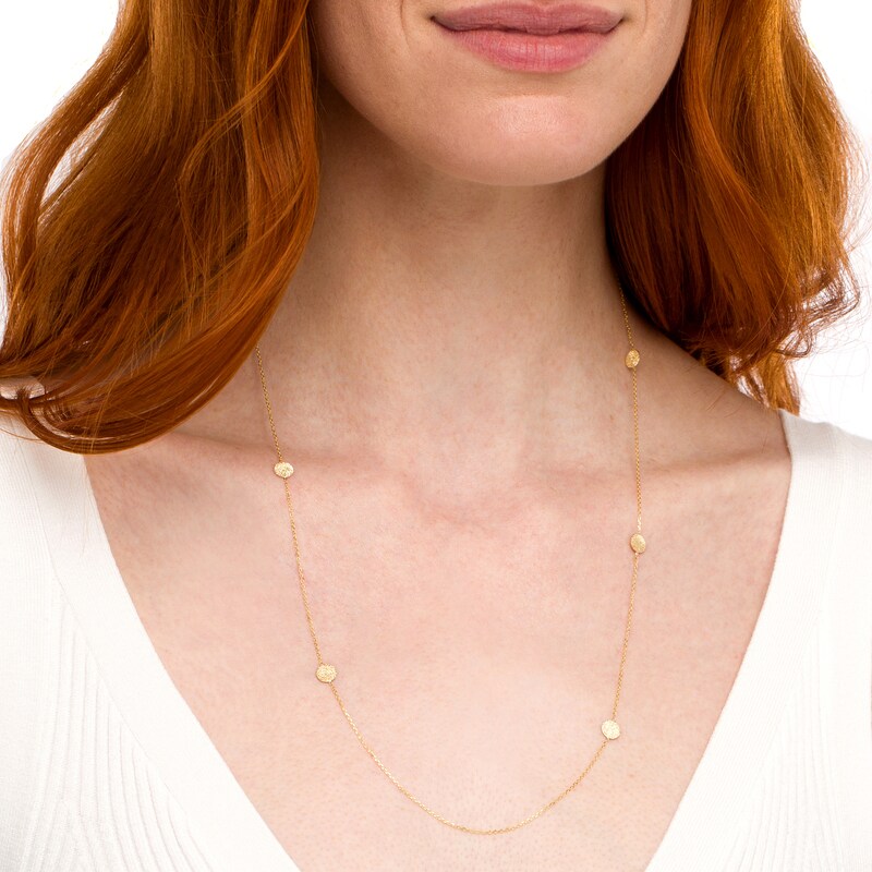 Main Image 2 of Diamond-Cut Shimmer Disc Station Necklace in 10K Gold - 24"