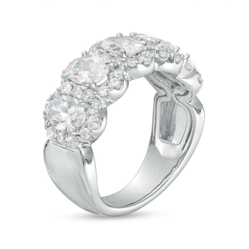 Main Image 2 of 3 CT. T.W. Certified Oval Lab-Grown Diamond Frame Five Stone Ring in 14K White Gold (F/VS2)