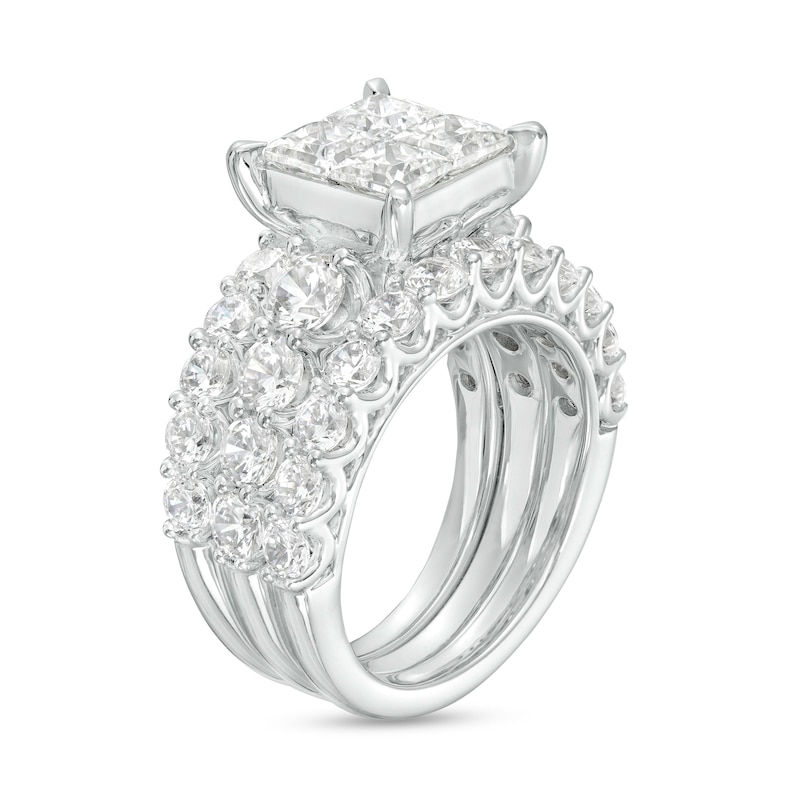 Main Image 2 of 5 CT. T.W. Quad Certified Princess-Cut Lab-Grown Diamond Three Piece Bridal Set in 14K White Gold (F/VS2)