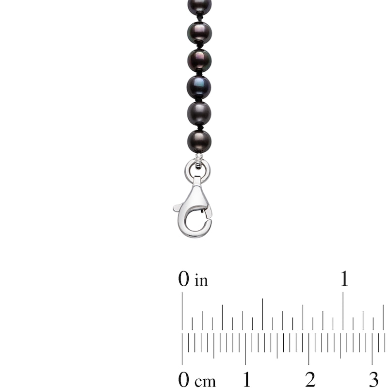 3.0-7.0mm Dyed Black Cultured Freshwater Pearl Graduated Necklace in Sterling Silver