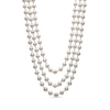 Thumbnail Image 1 of 7.0-8.0mm Oval Freshwater Cultured Pearl Triple Strand Necklace in Sterling Silver – 22"