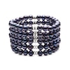 Thumbnail Image 0 of 7.0-8.0mm Dyed Black Cultured Freshwater Pearl and Bead Multi-Row Stretch Bracelet in Sterling Silver