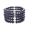 Thumbnail Image 1 of 7.0-8.0mm Dyed Black Freshwater Cultured Pearl and Bead Multi-Row Stretch Bracelet in Sterling Silver