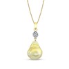 Thumbnail Image 1 of 12.0mm Baroque Golden South Sea Cultured Pearl and 1/15 CT. T.W. Multi-Diamond Drop Pendant in 14K Gold