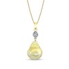 Thumbnail Image 0 of 12.0mm Baroque Golden Cultured South Sea Pearl and 1/15 CT. T.W. Multi-Diamond Drop Pendant in 14K Gold