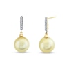 Thumbnail Image 1 of 10.0mm Golden South Sea Cultured Pearl and 1/10 CT. T.W. Diamond Stick Drop Earrings in 14K Gold