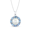Thumbnail Image 0 of 10.0mm Cultured Freshwater Pearl and Oval Tanzanite Frame Pendant in Sterling Silver