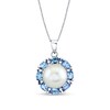 Thumbnail Image 1 of 10.0mm Freshwater Cultured Pearl and Oval Tanzanite Frame Pendant in Sterling Silver