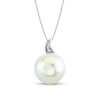 Thumbnail Image 0 of 14.0mm Cultured Freshwater Pearl and 1/20 CT. T.W. Diamond Teardrop Pendant in 10K White Gold