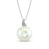 Thumbnail Image 0 of 14.0mm Cultured Freshwater Pearl and 1/20 CT. T.W. Diamond Teardrop Pendant in 10K White Gold