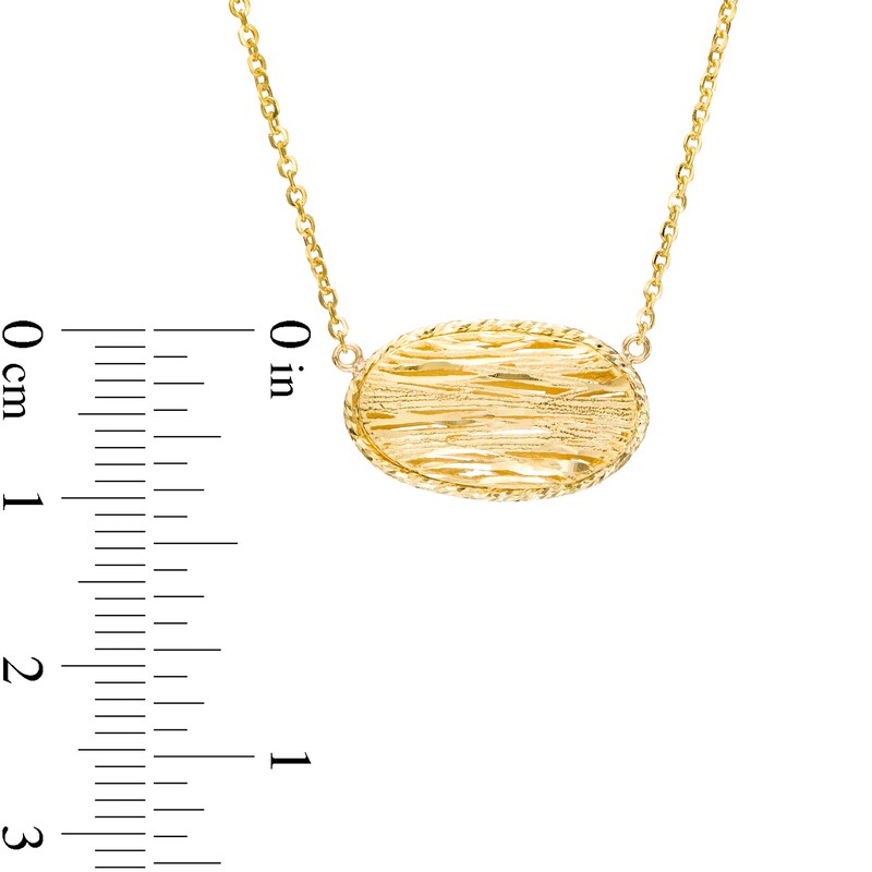 Main Image 3 of Diamond-Cut Sideways Oval Disc Necklace in 10K Gold