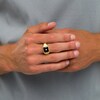 Thumbnail Image 2 of Men's Emerald-Cut Onyx and Diamond Accent Grooved Shank Ring in 10K Gold