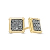 Thumbnail Image 1 of Men's 1/4 CT. T.W. Square-Shaped Black Multi-Diamond Stud Earrings in 10K Gold