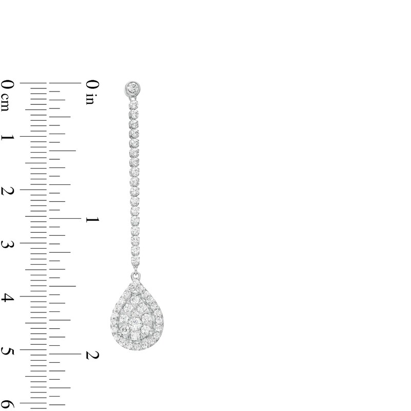 Main Image 2 of 1-1/2 CT. T.W. Pear-Shaped Multi-Diamond Frame Drop Earrings in 10K White Gold