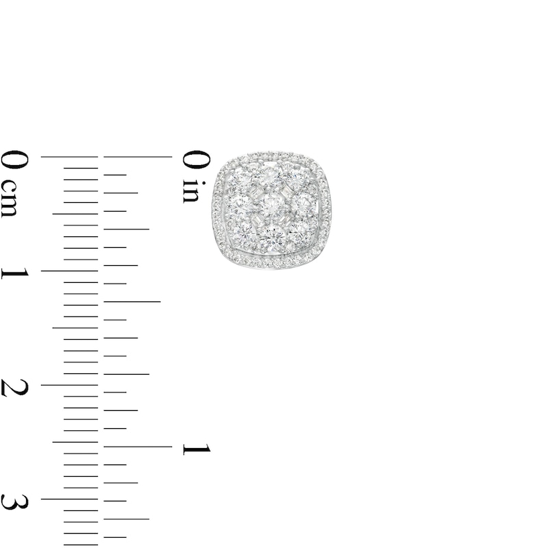 1 CT. T.W. Cushion-Shaped Multi-Diamond Frame Stud Earrings in 10K White Gold
