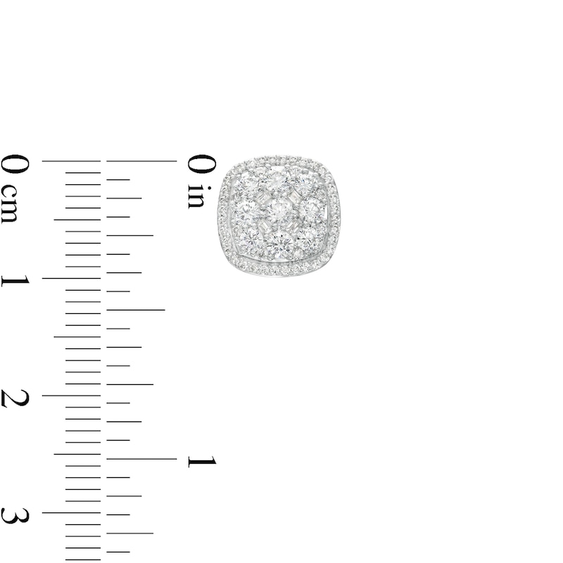 Main Image 2 of 1 CT. T.W. Cushion-Shaped Multi-Diamond Frame Stud Earrings in 10K White Gold